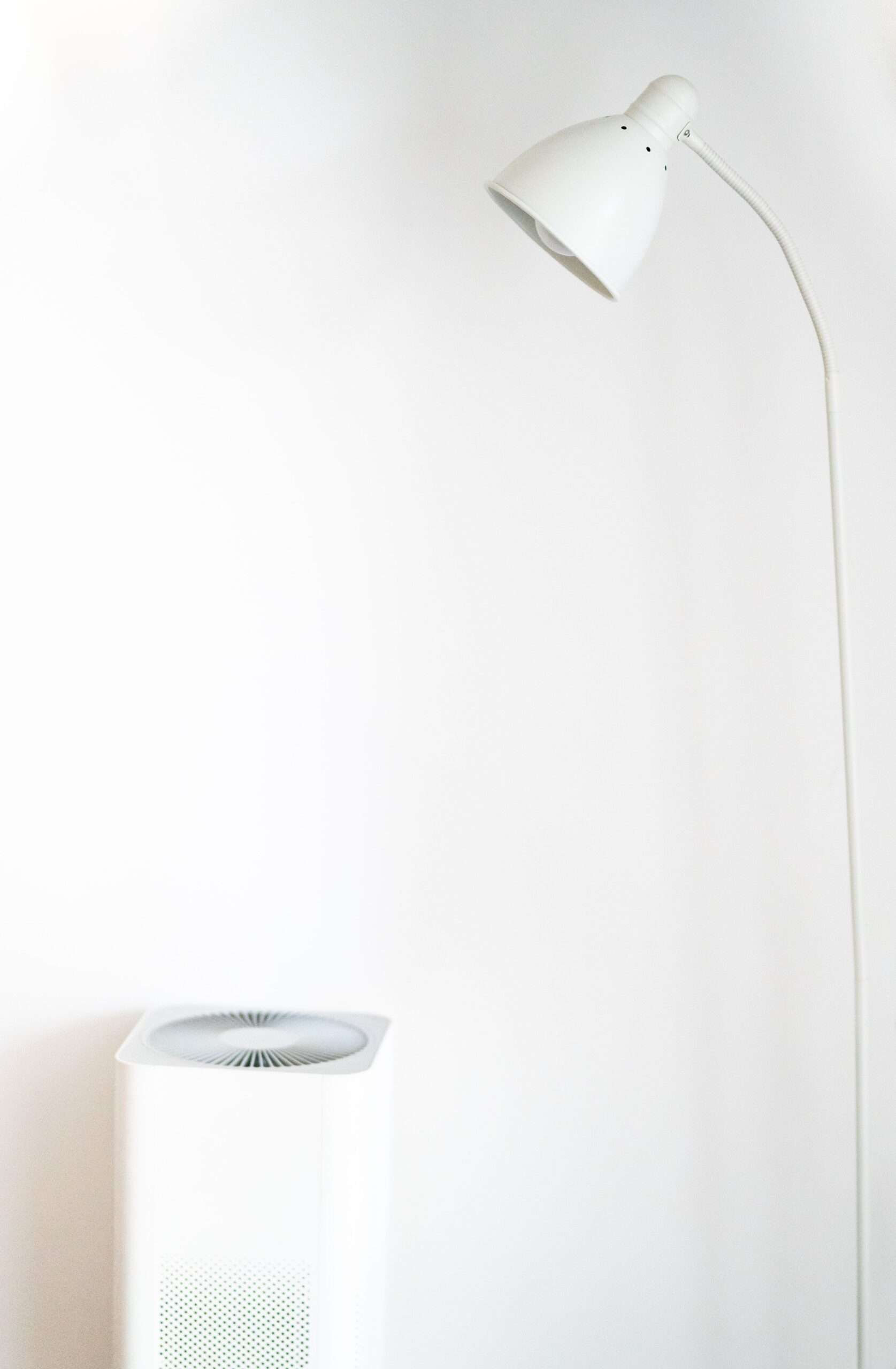 Air purifier running in a minimalist living room